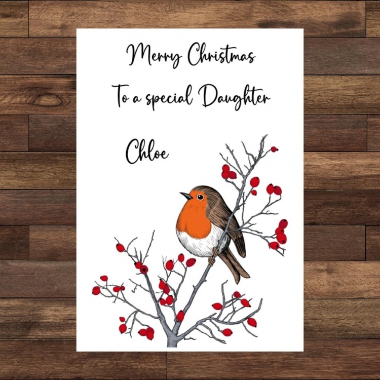 Personalised Robin Christmas card